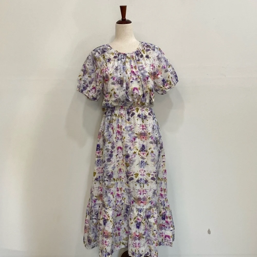 J. Crew Floral Puffed‎ Sleeve Dress Cottage Prairie Women's 12